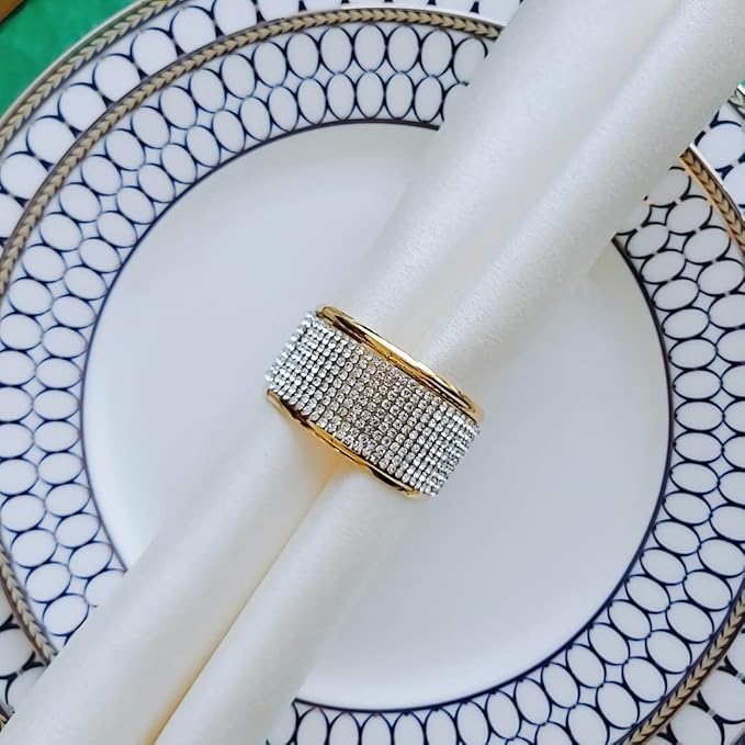 Gold Napkin Rings Set of 24, Silver Diamond Napkin Holder for Dining, Metal Napkin Ring Holders, Wedding,Modern Ring Holder Serviette Buckles,Party of Table Setting Home Decor