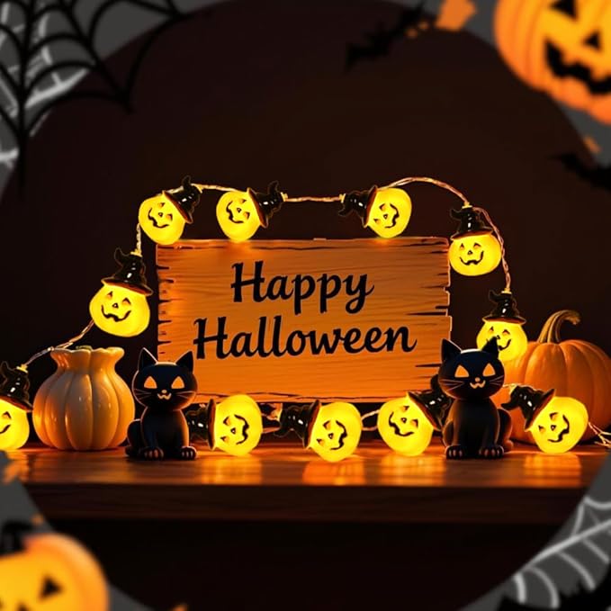 Halloween Lights Battery Operated 20 LED Pumpkin String Lights Outdoor Indoor Decoration,Garden, Gate, Yard, Halloween Decoration