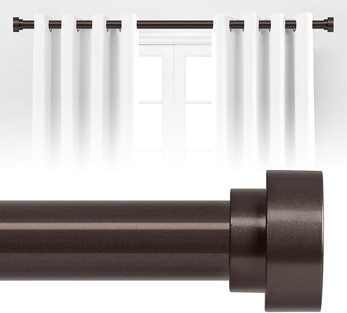 HEI! DEAR Bronze Curtain Rods for Windows 72 to 144 Inch(6-12ft),1 Inch Heavy Duty Curtain Rods,Adjustable Long Curtain Rod,Modern Single Drapery Rods,Telescoping Window Curtains Rods 30-144",Brown