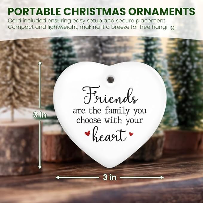 GEEMBI Christmas Friendship Gifts for Women Friends - Ceramic Christmas Ornaments 2025 for Tree Decorations - Friend Gifts for Women, Friend Gift for Xmas Decorations, Inspirational Gift for Friends