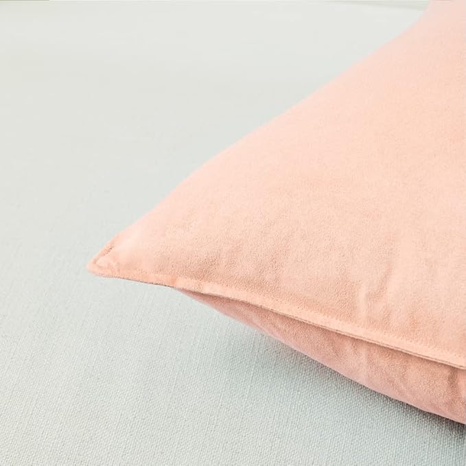 Fancy Homi 2 Packs Premium Faux Suede Decorative Throw Pillow Covers, Super Soft Square Pillow Case,Solid Cushion Cover for Couch/Sofa/Bedroom (16"x 16",Set of 2, Peach)