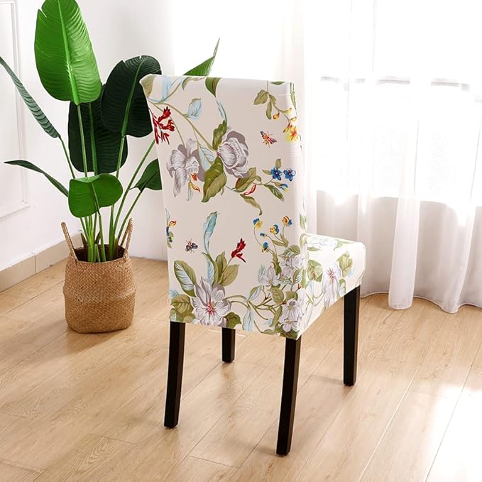 Senllori Dining Room Chair Covers Set of 6,Printed Pattern Parsons Chair Slipcovers Removable Washable Kitchen Seat Dining Chairs Protector Cover for Home or Party