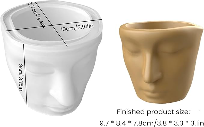 Abstract Face Flower Pot Candle Cup Silicone Mold Succulent Planter Vase Concrete Mold Plaster Epoxy Resin Cement Clay Mould