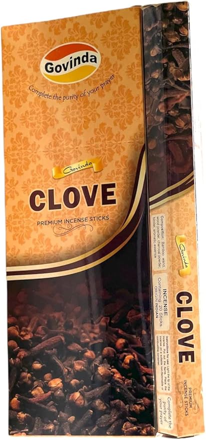 Govinda Premium Incense - 120 Masala Coated Incense Sticks (Clove)