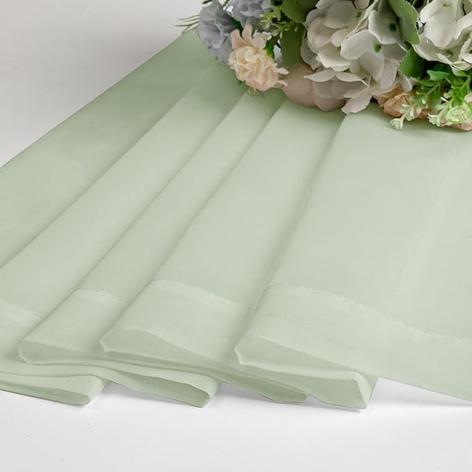 Lecloud Light Green Sheer Curtains 96 Inches Long 2 Panels, Modern Light Filtering Breathable Curtain, Gauzy Stylish Home Decor Drapes with Rod Pocket for Living Room Bedroom, Each 42" W x 96" L