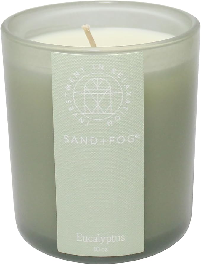 Sand + Fog Scented Candle - Eucalyptus – Additional Scents and Sizes – 100% Cotton Lead-Free Wick - Luxury Air Freshening Jar Candles - Perfect Home Decor – 10oz