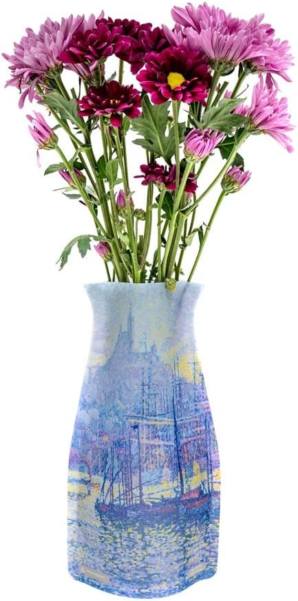 MODGY Expandable Flower Vase Plastic Decorative Modern Vases for Flowers Centerpieces Dining Table Decor Living Room Bathroom Wedding Office, Paul Signac, Notre Dame