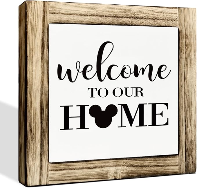 Welcome Home Decor, Decorative Wooden Box Sign, Farmhouse Table Shelf Decoration, Front Door Porch Decors, Housewarming Decor, Welcome to Our Home Sign, 5.9×5.9 inches