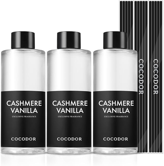 Cocod'or COCODOR Reed Diffuser Oil Refill/Cashmere Vanilla /200ml / 3 Pack/Aromatherapy, Home Fragrance, Scented Oils, Oils for Reed Diffuser, Bathroom Home Decor