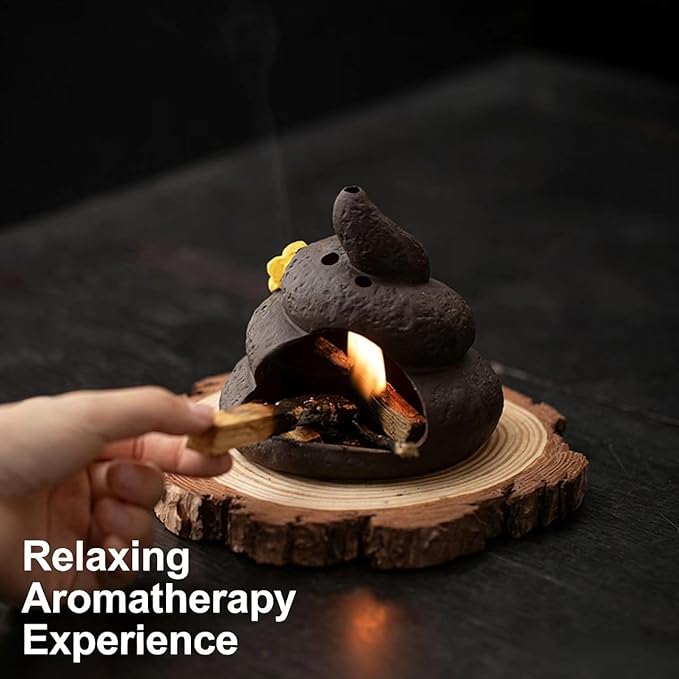 Handmade Poop-Shaped Ceramic Incense Burner - Funny Aromatherapy Decor, Stress Relief Gift, Home Fragrance Holder for Desk, Relaxing Mood