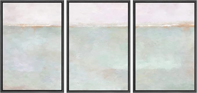 SIGNWIN Framed Canvas Print Wall Art Set Grunge Multicolor Pastel Landscape Shapes Abstract Illustrations Modern Art Decorative Nordic Chic Zen for Living Room, Bedroom, Office - 24"x36"x3 Black