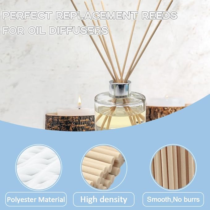 Reed Diffuser Sticks - 3mm Rattan Fiber Sticks for Essential Oil Aroma Diffuser, Long-Lasting Aroma Diffuser Replacement Sticks (100 Count), Blue