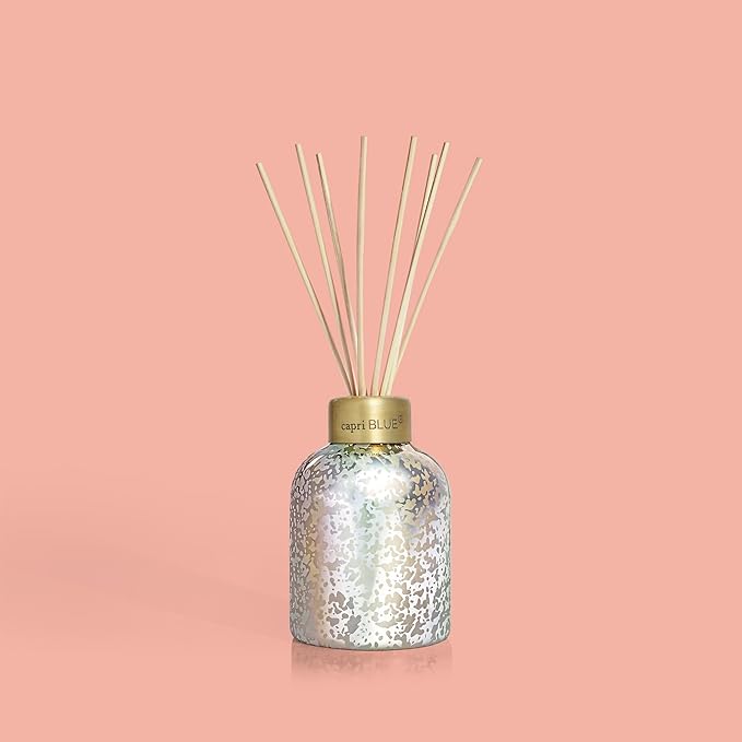 Capri Blue Reed Diffuser - Comes with Blue Jean Scented Diffuser Oil, Diffuser Sticks, and Mercury Iridescent Glass Bottle - Aromatherapy Diffuser (5.7 fl oz)