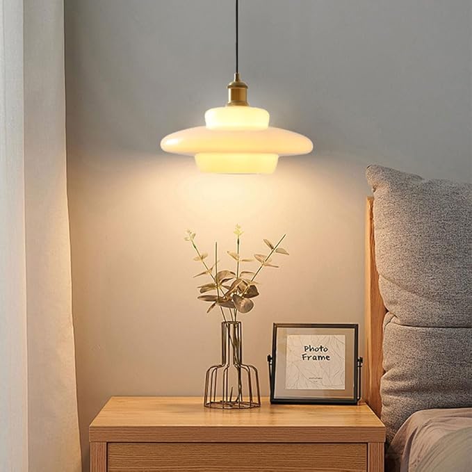 Mid Century Pendant Light Gold Nordic Dining Table Pendant Light Fixtures, with White Glass Shade Pendant Lighting, Height Adjustable Hanging Lamp, for Kitchen Island Dining Table Bedroom