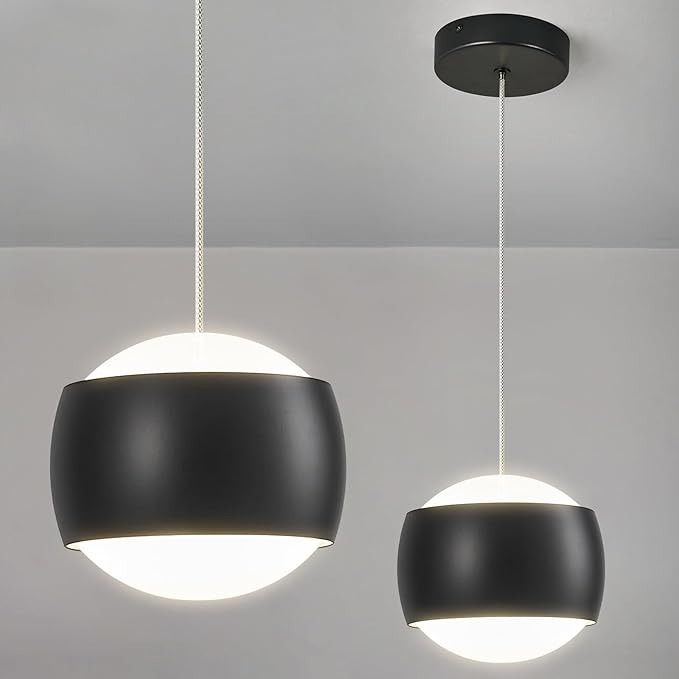 Modern Black LED Dimmable Pendant Light fixtures,6″ Island Pendant Lighting for Kitchen Island Dinning Room,Bedroom,Bar, Kitchen Island Ceiling Hanging Light Fixtures(black-1-Pack)