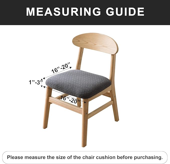 Genina Seat Covers for Dining Room Chair Seat Slipcovers Kitchen Chair Covers (Dark Gray, 6 Pcs)