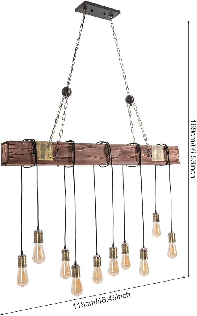 Hanging Light Chandelier,10-Light Chandelier with Adjustable Height,Large Pendant Light Flush Mount,Hanging Light Lantern,Lighting Fixture for Dining Room,Kitchen