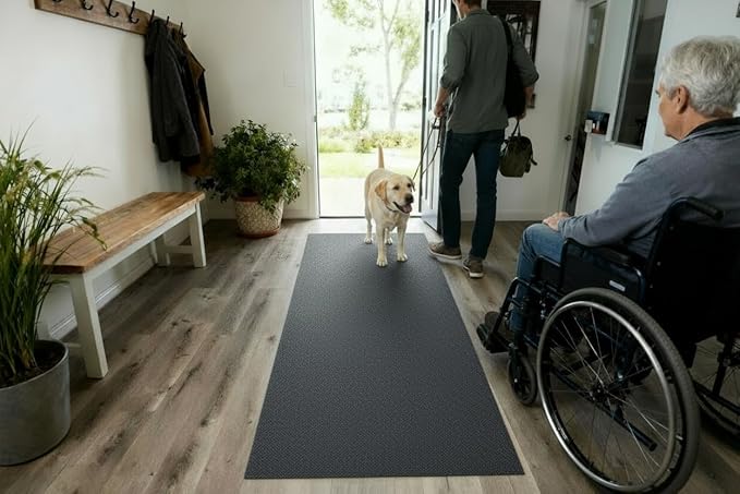 iCustomRug Hallway Runner Rug – 3x10ft Black, Indoor/Outdoor, Non-Slip Rubber Backing, Low-Profile All-Weather Carpet, Non-Shedding & Easy Care, Entryway Mat Ideal for High Traffic Areas