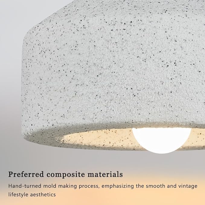Modern Minimalist Concrete Pendant Light White Textured Stone Pendant Lamp Japanese Nordic Hanging Lamp for Dining Room Kitchen Island Bedroom Lighting