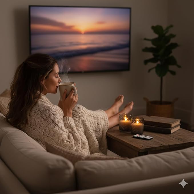 VENTA Glass Flameless Candles with Remote, Real Wax Moving Flame, LED Flickering Flameless Candles Battery Operated, Timer & Dimmer Features, Set - 3 Pcs. (4", 5", 6") (Ribbed Transparent Glass)