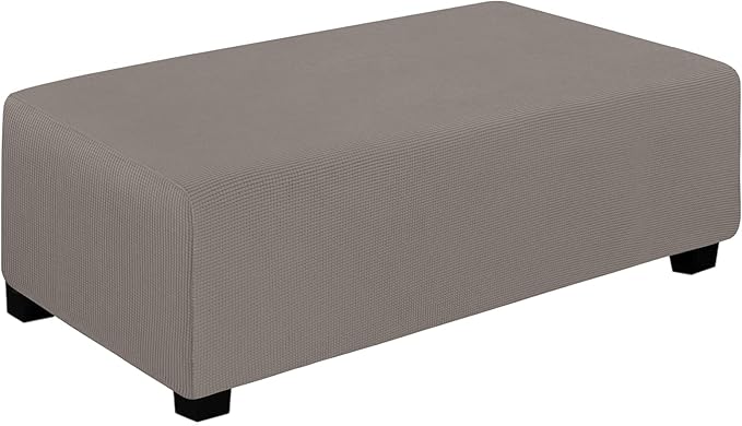 Easy-Going Stretch Ottoman Cover Folding Storage Stool Furniture Protector Soft Rectangle slipcover with Elastic Bottom (XX-Large,Taupe)