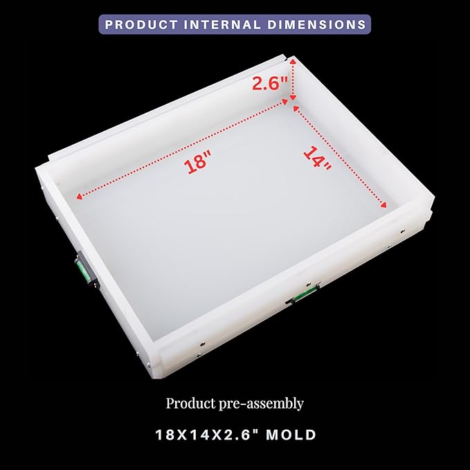 Kalinta Epoxy Mold with Divider, Kalinta 18x 14x 2.6inch Reusable Large Rectangle Epoxy Resin Form Integrated Clamping System for Table,Cutting Board
