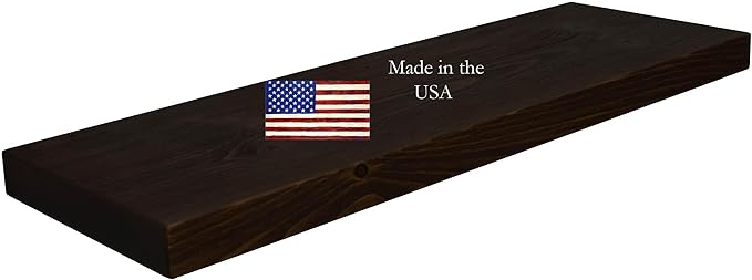 joelsantiques 36 Inch Wooden Floating Shelves for Wall - 36x10x2 in - Made of Natural Wood - Long Heavy Duty Rustic Wall Shelves for Bedroom - Perfect for Living Room, Kitchen - Mocha
