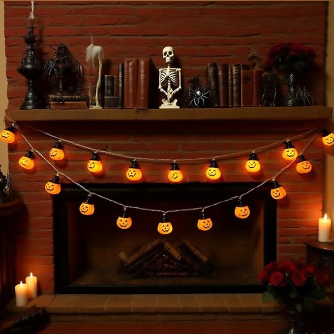 Halloween Lights Battery Operated 20 LED Pumpkin String Lights Outdoor Indoor Decoration,Garden, Gate, Yard, Halloween Decoration