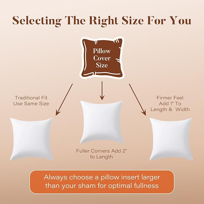 20x20 Pillow Inserts Set of 2, Natural Feather Down Pillows with 100% Cotton Cover, Throw Pillow for Bed, Couch and Sofa.