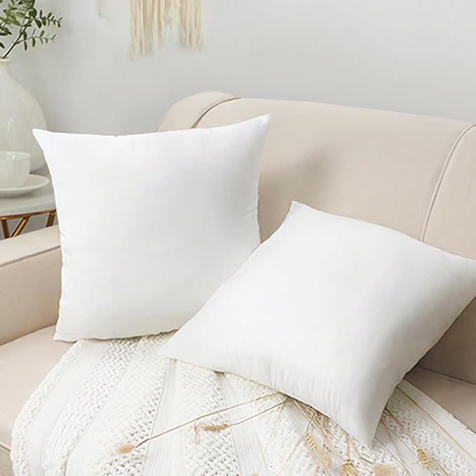 NIDONE 15x15 Pillow Inserts Set of 2, Soft & Breathable Throw Pillow Inserts with Zipper Closure Washable and Lightweight for Cushion Bed Couch Sofa