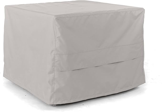 Covermates Square Ottoman Cover - Heavy-Duty Polyester, Weather Resistant, Drawcord Hem, Seating and Chair Covers, 24W x 24D x 18H, Ripstop Grey