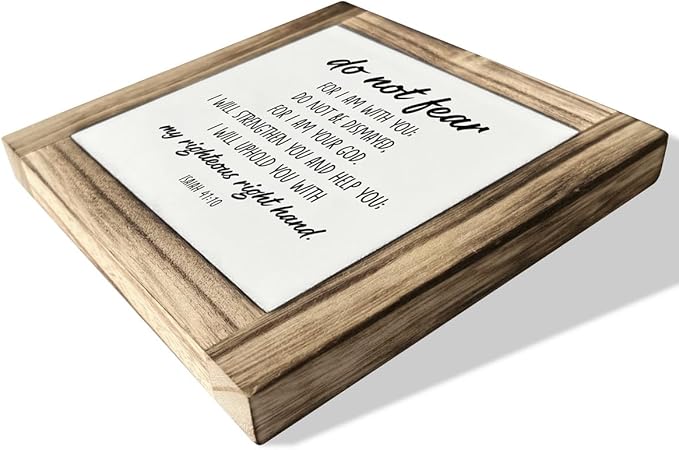 Christian Sign, Box Wood Plaques Desk Décor, Decorative Table Sign, Christian Scripture Wood Plaque, Rustic Home Decor, Inspirational Christian Gift, Isaiah 41:10 - Do Not Fear For I am With You Sign