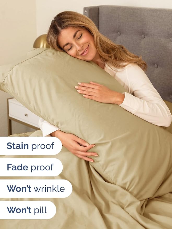 Extra Deep Twin Sheet Set - 4 Piece Breathable and Cooling Sheets - Hotel Luxury Bed Sheets Set - Easy & Secure Fit - Soft, Wrinkle Free and Comfy Sheets Set - Beige Sheet Set with Extra Deep Pockets