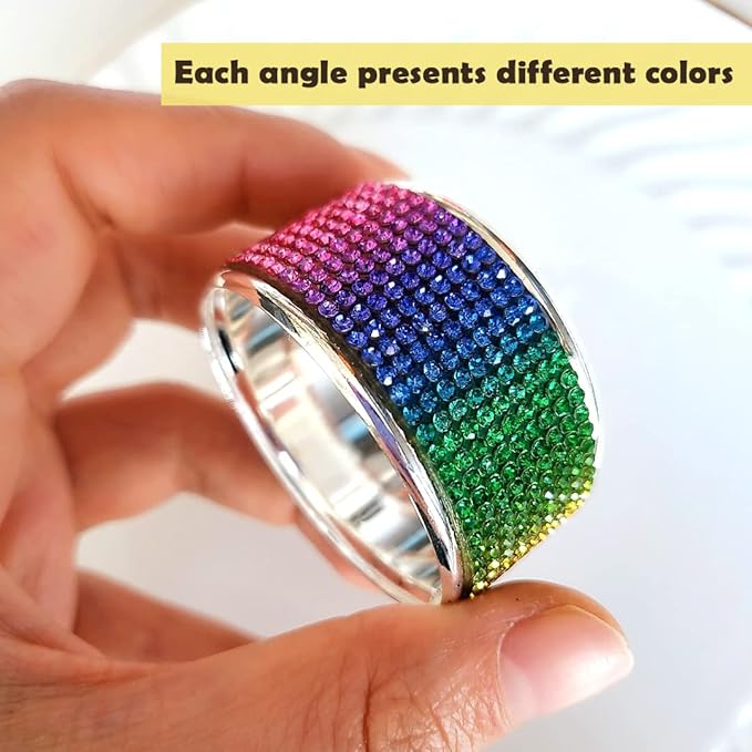 Colored Diamond Napkin Rings Set, Rhinestone Napkin Holder for Dining, Easter, Thanksgiving, Wedding,Bling Cloth Holder Full of Crushed Diamond,Party of Table Setting Home Decor