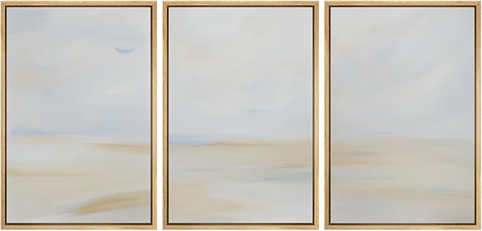 MUDECOR Framed Wall Art Print Set Minimalist Coastal Horizon in Soft Blue and Sand Colors Illustrations Modern Art Boho Decorative Chic for Living Room, Bedroom, Office - 16"x24"x3 Natural