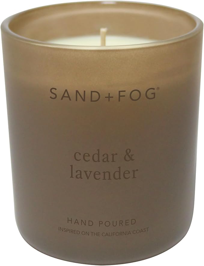 Sand + Fog Scented Candle - Cedar & Lavendar – Additional Scents and Sizes – 100% Cotton Lead-Free Wick - Luxury Air Freshening Jar Candles - Perfect Home Decor – 10oz