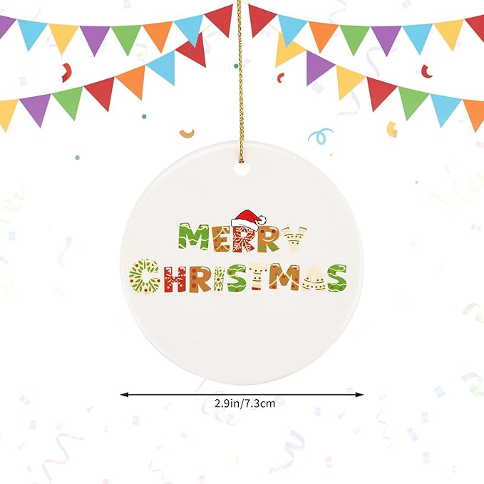 PRSTENLY Christmas Ornaments 2025, Round-Shaped Cookies Ceramic Ornaments Xmas Gifts for Christmas Tree Hanging Party Home Office Decor, Funny for Daughter Son Kids Girls Boys