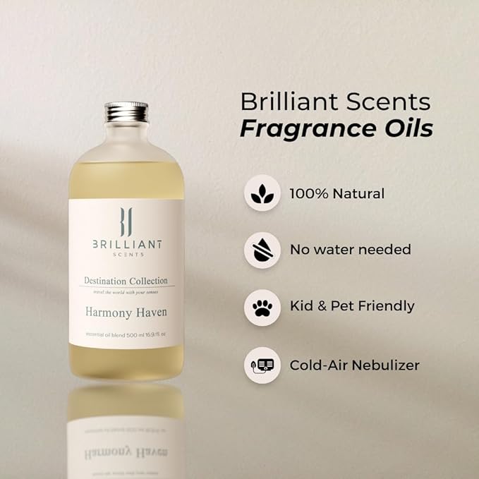 Brilliant Scents Harmony Haven Fragrance Oil 500ml - Inspired by The Equinox Hotel NY - Long Lasting, Plant-Based, Meets IFRA Standards, USA-Made - Citrus & Subtle Spice Scent