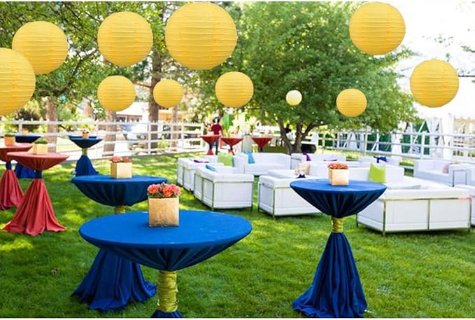 BEISHIDA Yellow Round Paper Lanterns Decorative Hanging Asia Chinese Japanese Paper Lanterns Lamp for Birthday Halloween Wedding Baby Bridal Shower Fall Home Decor Party Decoration（10 Packs）