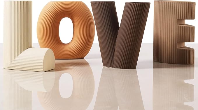 Ceramic Vase Set of 4 - Handcrafted Ceramic Vases for Home Decor & Shelf - Modern Farmhouse Decor for Kitchen, Office, Bedroom & Living Room Decorative Objects for Mantel, Table Centerpieces