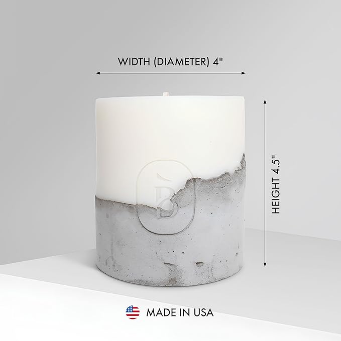 – Large Concrete Pillar Candle – Handcrafted White Decorative Candle, 36 oz, Modern Minimalist Home Décor Centerpiece, Unscented Handmade Candle for Living Room or Table Décor