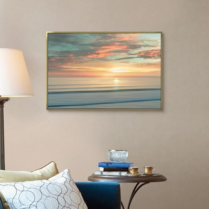CANVAS ON DEMAND Beach Sunrise Canvas Wall Art Print by Alex Hanson, Contemporary, Home Decor, Ocean Artwork,36" x24in