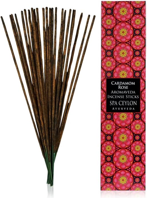 SPA CEYLON Cardamom Rose Aromaveda Incense Sticks | Luxurious Aromatherapy Scented Sticks | Home Fragrance | 30 Sticks