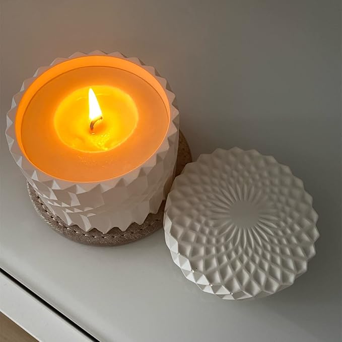 Concrete Flower Pot Silicone Mold with Lid Mold Retro Ripple Silicone Succulent Planter Mold Candle Pen Holder Cement Clay Mold Epoxy Resin Jewelry Storage Box Mould