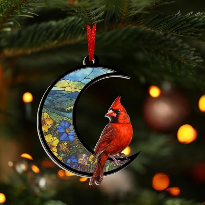 Christmas Cardinal Gifts for Women Men - Memorial Christmas Ornaments 2025, Sympathy Gifts for Loss of Loved One Mom Son, Memorial Bereavement Gift Ideas, Xmas Tree Decoration Suncatcher