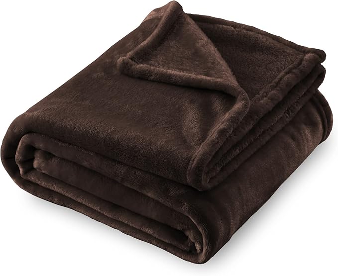 SOCHOW Flannel Fleece Blanket Luxury Twin XL Size, All Season Lightweight Super Soft Cozy Blanket for Bed or Couch, Brown66inch X90''