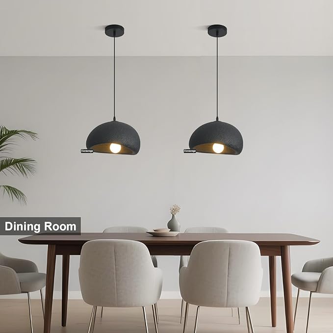 11.8in Wabi Sabi Pendant Lights Kitchen Island Lighting Fixture Ceiling Mount Black Modern Japanese Lamp Japandi Chandelier for Dining Living Room Hallway Bedroom Restaurant Hanging Lamp