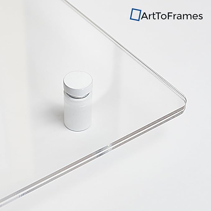 ArtToFrames Floating Acrylic Frame for Pictures Up to 9x9 inches (Full Frame is 13x13) with White Standoff Wall Mount Hardware, Acrylic-109-9x9-73