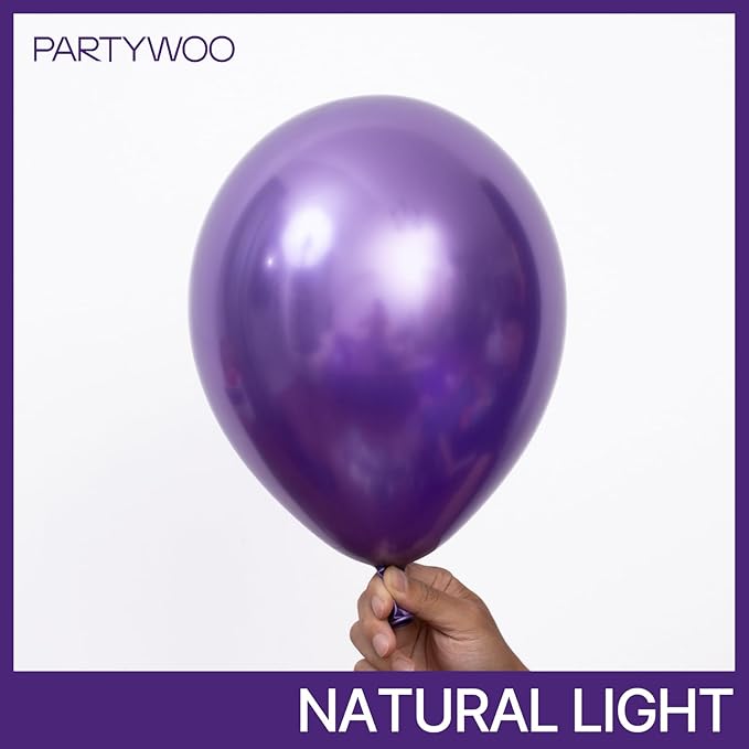 PartyWoo Metallic Purple Balloons 85 pcs Different Sizes of 18 12 10 5 Inch Chrome Purple Latex Helium Balloon Arch Kit Garland for Mardi Gras Wedding Birthday Party Decorations Purple-G105
