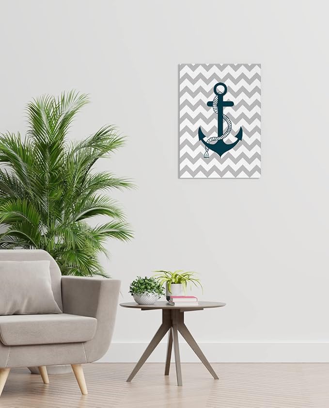 BXFAHZJ Boat Ship Anchor Wall Art Canvas Farmhouse Ocean Theme 11x14 Inch Prints Decor For Home Bedroom Living Room Coastal House Porch, Gift For Sea Lovers, Housewarming Gift